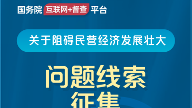 女人操逼网站免费观看国务院“互联网+督查”平台公开征集阻碍民营经济发展壮大问题线索